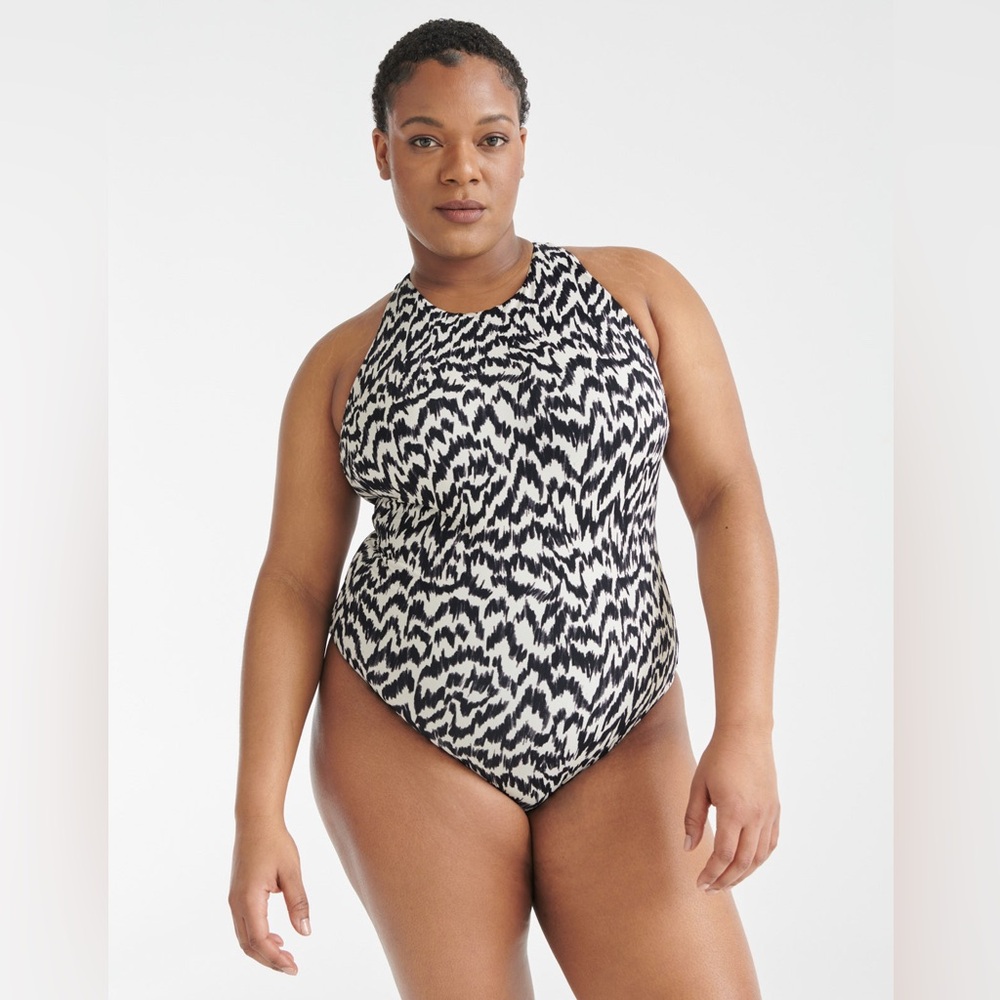 KNIX HIGH LOW ONE PIECE BATHING SUIT SAFARI LIMITED EDITION BRAND NWT XL+ - Picture 1 of 9
